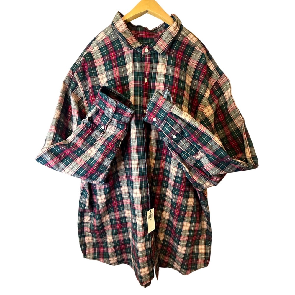 Polo Ralph Lauren Mens Big & Tall Plaid Flannel Button Down Shirt 4XLT Multi